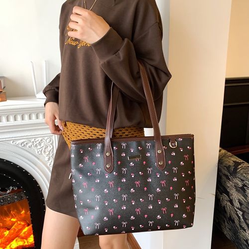 Women's Elegant Floral Bow Pattern Handbag, personality versatile Daily Shoulder Bag, simple exquisite Casual Fashion High quality Daily Commuter Bag, Casual Handbag Satchel, Casual crossbody bags