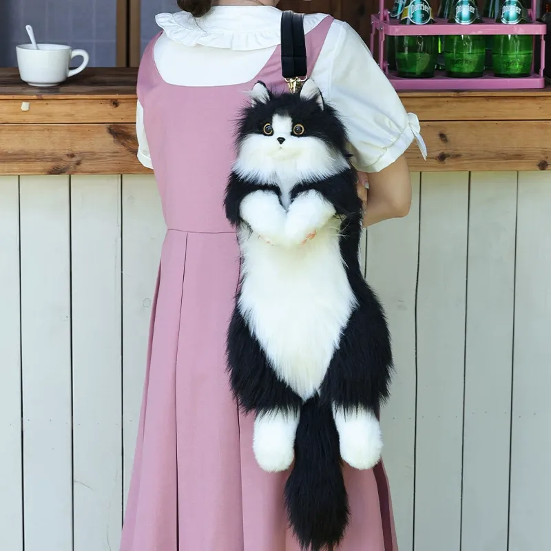 New Popular Cow Cat Plush Toy - Cute Stuffed Animal Doll, Realistic Cat Shape Plushie, Trendy Soft Toy for Bags