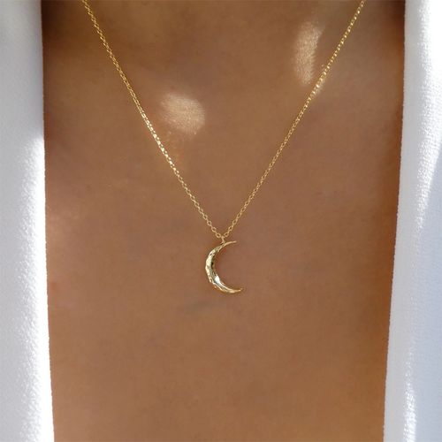 Elegant Plain Moon Pendant Necklace for Women, Trendy Clavicle Chain Necklace, Fashionable Stainless Steel Jewelry Accessories, Holiday Birthday Gift for Women and Girls