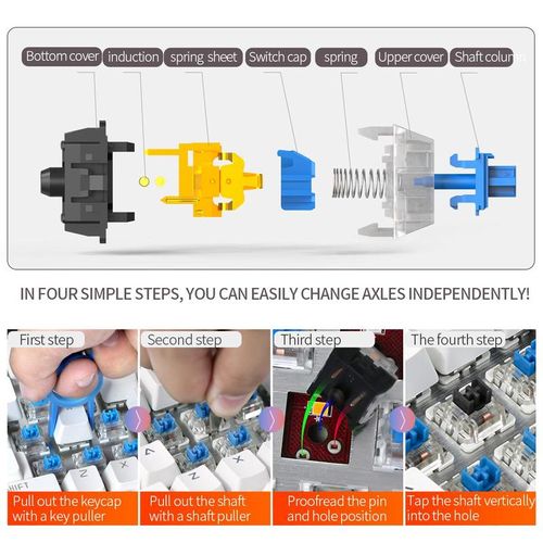 Wired Mechanical Keyboard, Punk Style Round Keyboard with Colorful Light, Ergonomic Keyboard for Gaming, Gaming Accessories, Computer Keyboard Caps, Keyboard Round Caps, Backlit Keyboard