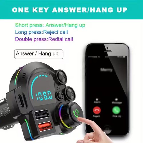 High-definition audio quality car Bluetooth MP3 player, wireless FM transmitter, smart dual USB car charger, LED display