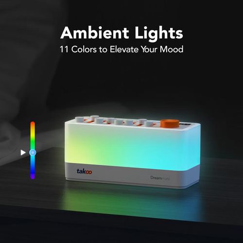 3-in-1 Sound Machine Bluetooth Speaker Night Light - DIY Mixable 7 Nature Sounds & White Noise, 11 Ambient Lights, 180-min Timer for Sleep Aid Relaxation Kids Meditation, Portable Ideal Gift, Smartphone Compatible