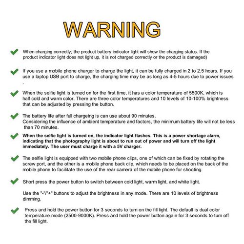 Portable Selfie Light, LED Portable Bi-color Fill Light, USB Rechargeable Clip-on Light for Video, Selfie Panel Light