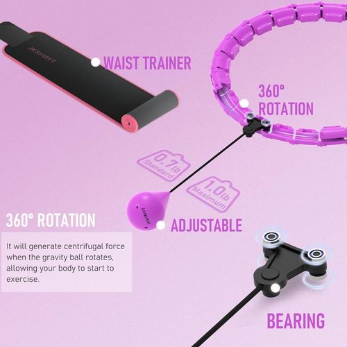 Weighted Hula Circle for Adults, Infinity Hoop Fit Plus Size 47 Inch 120cm, Include 24 Detachable Links and Waist Trainer for Women, Home Workout Equipment, Exercise Equipment, Home Training Equipment