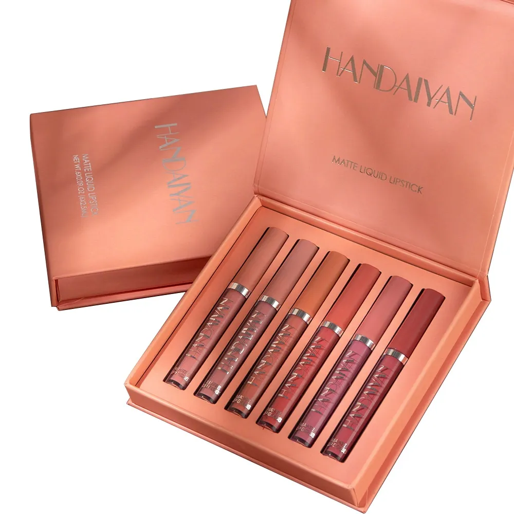 handaiyan Matte Lipstick & Lip Gloss Set - 6-Piece Waterproof, Non-Stick Cup Lip Makeup Kit, Long-Lasting Lipstick & Liquid Lipstick, Versatile Lip Color Set for Daily Wear & Makeup Looks