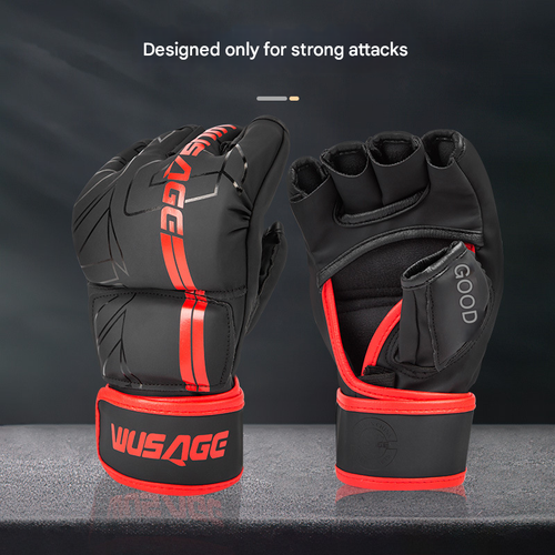 MMA Adult Half-Finger Fighting Gloves - Mixed Martial Arts Boxing Gloves for Sparring Training, Five-Finger Sandbag Punching Gloves, Combat Sports Gear for UFC & Kickboxing