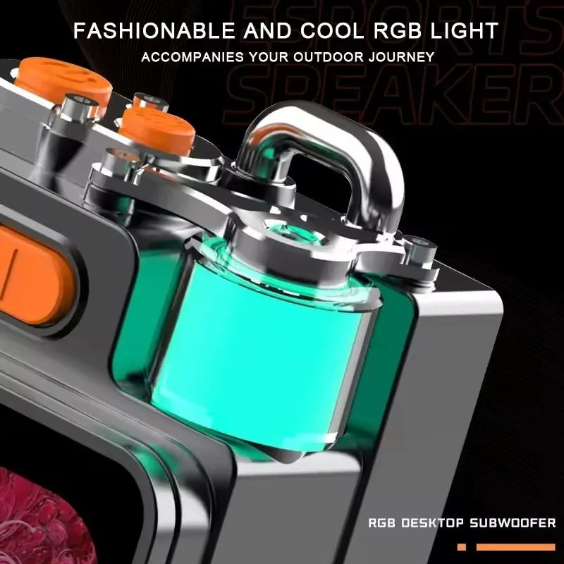 DK08 Multi-Functional Bluetooth Speaker with Screen - Metal Portable Speaker with TF Card Slot, Hands-Free Calling, App Control, Atmosphere Light, Powerful Mini Sound System, Ideal Gift Speaker