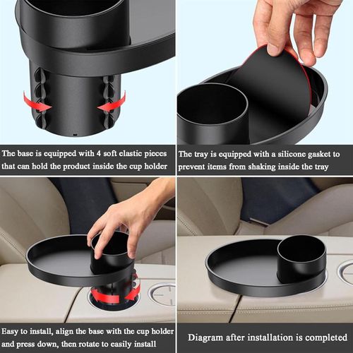 Car Seat Snack Tray, 360° Cup & Travel Tray for Car Seat, Booster, and Road Trip, Car Seat Attachment, Car Interior Accessories