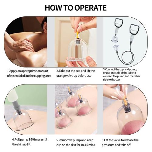 Cupping Set, 6 Cups Cupping Kit for Massage Therapy, Chinese Cupping Therapy Set with Magnetics, Professional Vacuum Cupping Set for Cellulite Reduction Muscle Pain Relief with Manual Pump