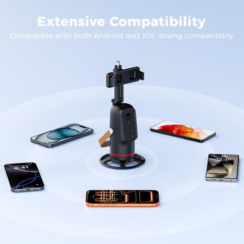 Auto Face Tracking Tripod, with Gesture Control Functon ,360° Rotation Face Body Phone Camera Mount Smart Shooting Phone Tracking Holder for Live Vlog Streaming Video, Accessories Selfie 360 Rotating Phone Stand Smartphone Vlogging Kit