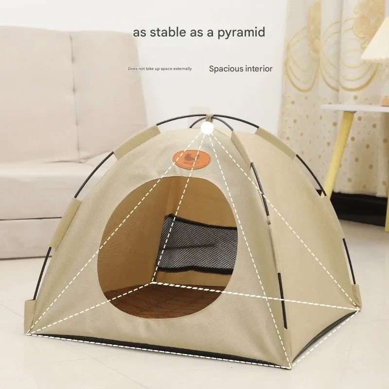 2025 New Summer Pet Bed | Foldable Washable Semi-Enclosed Tent | Breathable Cooling Mat Pet House | L Size (Up to 16lbs) | Free Cooling Mat Included