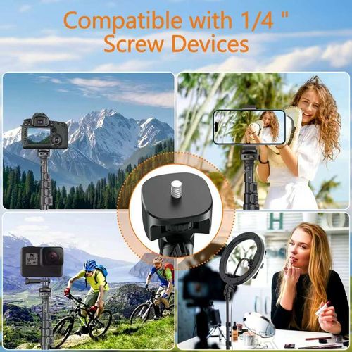 62'' Adjustable Phone Tripod & Selfie Stick with Bluetooth Remote, Universal Mount for iPhone, Android, and Cameras