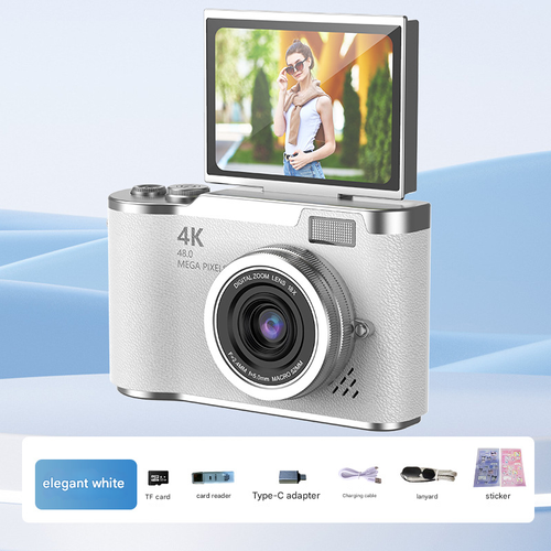 New 4K Digital Camera | High Pixel Vintage CCD Camera | Selfie & Mobile Upload Function | Portable Travel Camera for Students | Perfect Gift for Girlfriend & Best Friend White