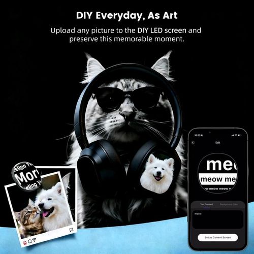 Bluetooth 6.0 LCD Touchscreen Wireless Noise-Canceling Headphones with DIY Wallpapers & Multiple Sound Effects – Great Gift Idea for Men and Women