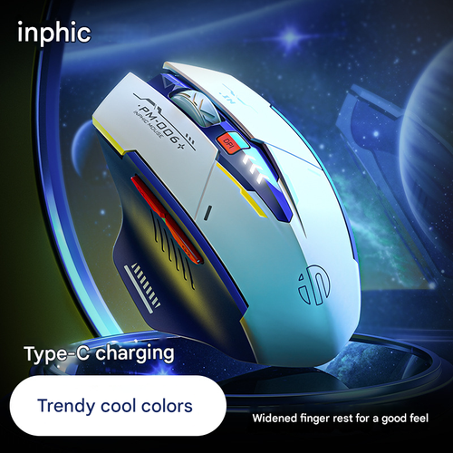 INPHIC F9 Mecha Version Wireless Mouse - Silent Click Rechargeable Mouse, Ergonomic Design for Office & Gaming, Quiet Wireless Mice with Long Battery Life