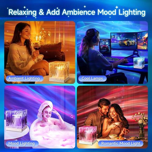 One Fire Flower Lamp Ambient Lighting for Bedroom, Cool Things Water Ripple Lamp,Dimmable+Remote+Timer Space Projector Gifts for Women Who Have Everything,Pink Roses Romantic Bedroom Decor