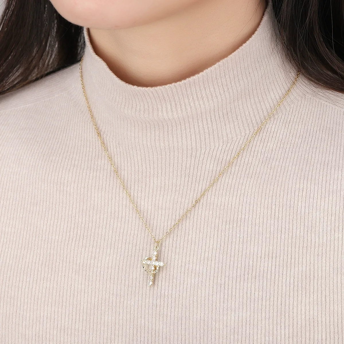 Premium Crown Cross Necklace for Women | Trendy European-American Niche Design | Versatile Luxury Pendant Accessory