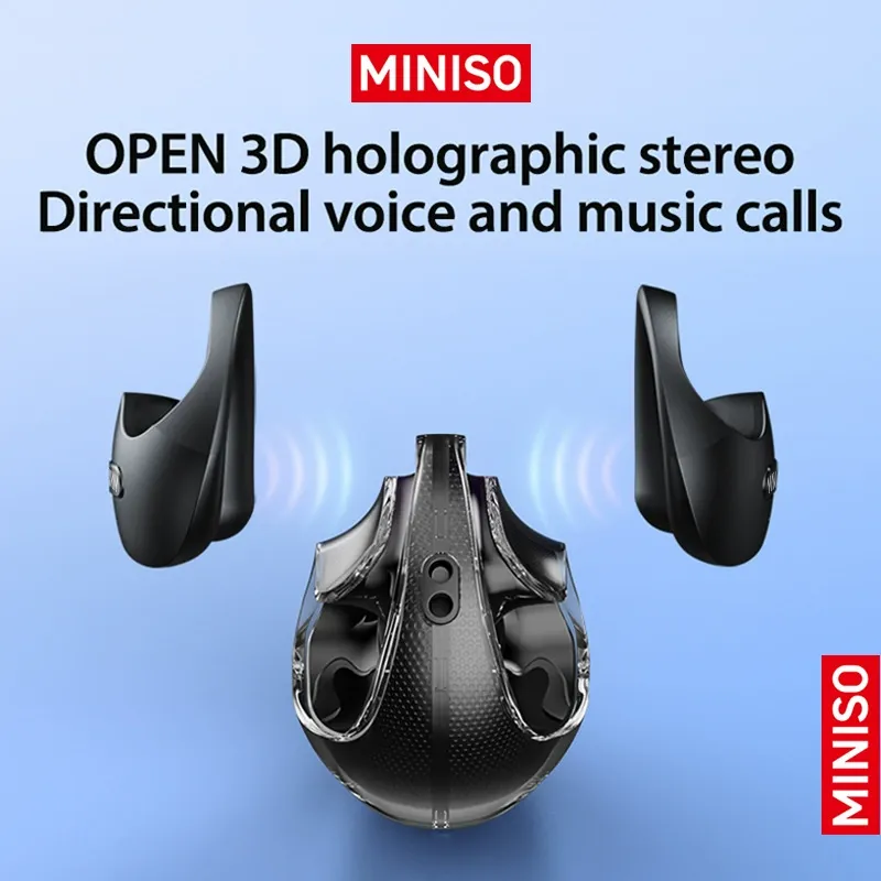 MINISO X15 PRO Bluetooth 5.4 OWS Wireless Earbuds: Open-Ear Comfort, 14.2mm Stereo Sound, IPX5 Waterproof, AI Translation, Low Latency Gaming & Ideal for Running, Driving, Work,Black