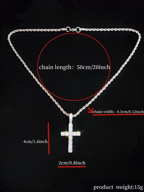 Rhinestone Cross Twist Chain Pendant Necklace for Men & Women, 1 Piece Hip Hop Jewelry for Party, Daily Clothing Decor, Trendy All-match Jewelry for Birthday Gift