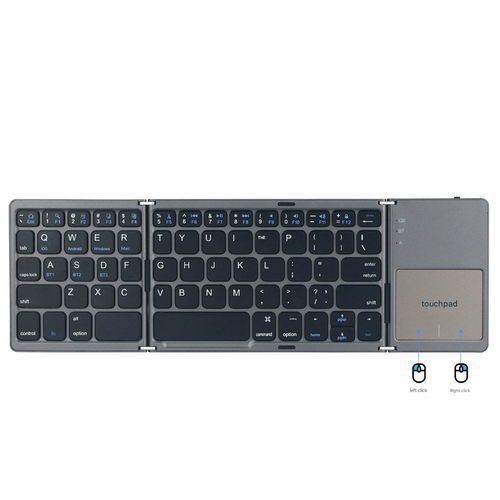 2025 Upgraded 3 Fold Portable Ultra Thin Wireless Bluetooth Keyboard with Touchpad Universal for Phone Tablet Mobile Office Use