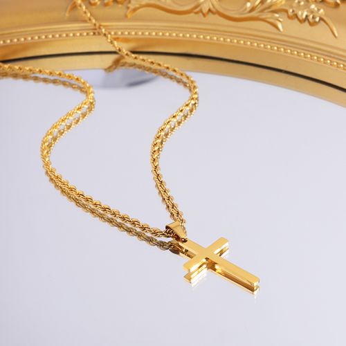 Men's Stainless Steel Cross Pendant Necklace, Fashion Jewelry for Party, Daily Clothing Decor, Trendy All-match & Exquisite Jewelry for Birthday Gift, Exquisite Chain Jewelry