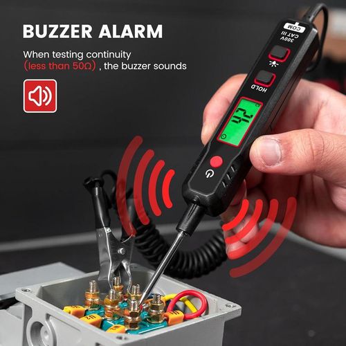 0.8-100V DC Car Automotive Circuit Tester - Smart Auto-Ranging Fuse Tester with Sharp Probe, Professional Vehicle Voltage Tester for Car Battery, Bidirectional Polarity Checker Tool for Voltage Continuity Resistance Detection with Audible Buzzer, Essential Auto Maintenance & Repair Tool