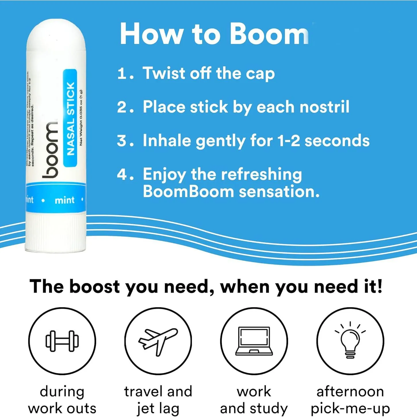 Bestselling BoomBoom Nasal Stick - Boost Focus & Attention, Deliver Fresh Cooling Sensation, Portable Nasal Inhaler for Instant Refreshment, Ideal for Work Study & Daily Energy Boost