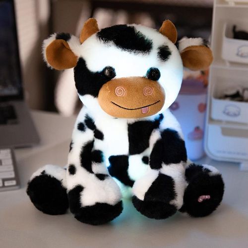 LED Cow Plush Toys, 1 Count Glow In The Dark Cow Toys Lighting Up Stuffed Animal Kawaii Plushies Cuddly Cow Plush Cute Cow Design Gift For Birthday