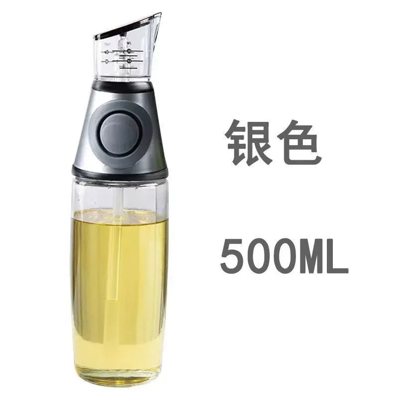 Quantitative Glass Oil Dispenser - Press-Type Measuring Bottle for Cooking Oil & Vinegar, Airtight Leak-Proof Home Kitchen Essentials, Food-Safe Kitchen Gadget