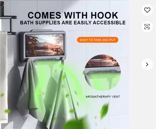 Universal Waterproof Phone Mount - Anti-Fog Shower Holder for MusicandMovies, Kitchen Shelf with Strong Suction, No Drilling Needed