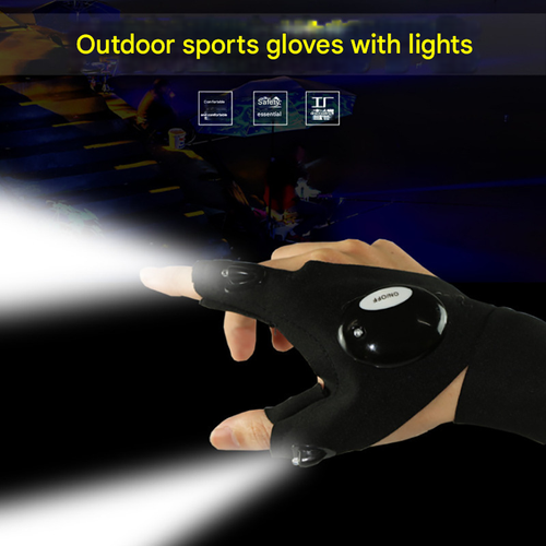 LED Fishing Gloves Pure Cotton Half Finger Waterproof & Breathable for Night Fishing