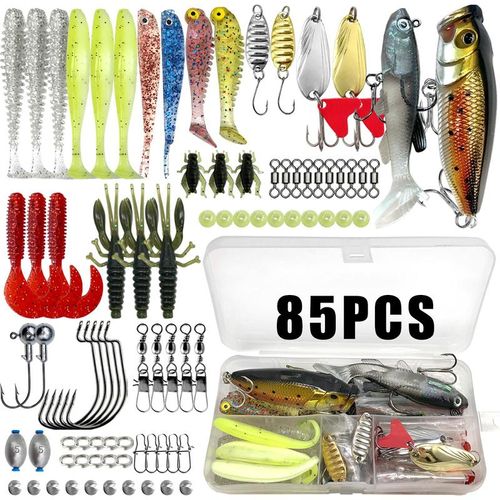Artificial Fishing Lure Kit, 375pcs Fishing Lure Set, Fishing Gear Set, Fishing Accessories Including Spoon Lures, Soft Plastic Worms, Crankbait Jigs, Fishing Hooks