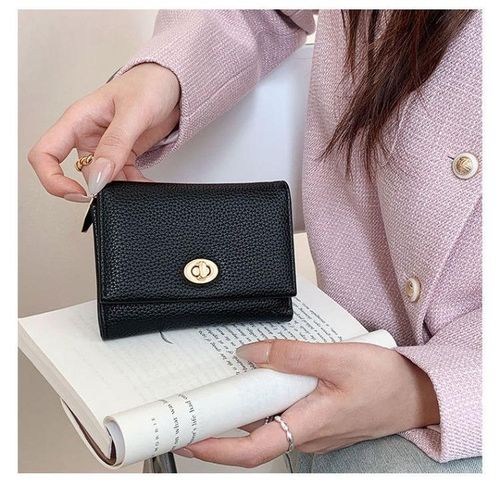 Trendy Lock Closure Women's Wallet - Short Soft PU Leatherette Clutch, Foldable Multi-Card Slots Purse, Stylish Mini Money Clip, Premium Fashion Wallet for Ladies