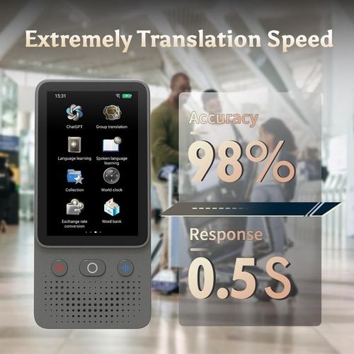 AI Language Translator Device | 138 Languages, Real-Time Voice & Photo Translation | Offline Mode & Touchscreen | Perfect for Travel & Business