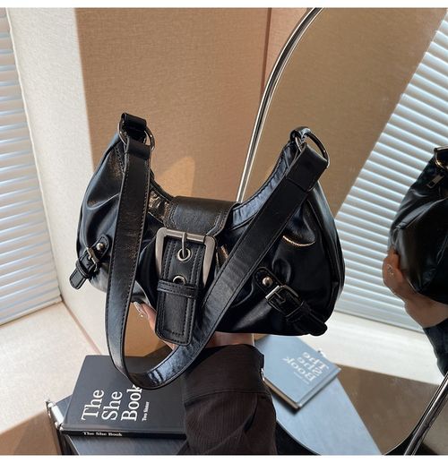 Women's Y2k Solid Color Shoulder Bag, 2025 New Style Fashionable Pu Leather Underarm Bag for Daily Used, Casual Trendy Versatile High-quality Daily Commuting Bag