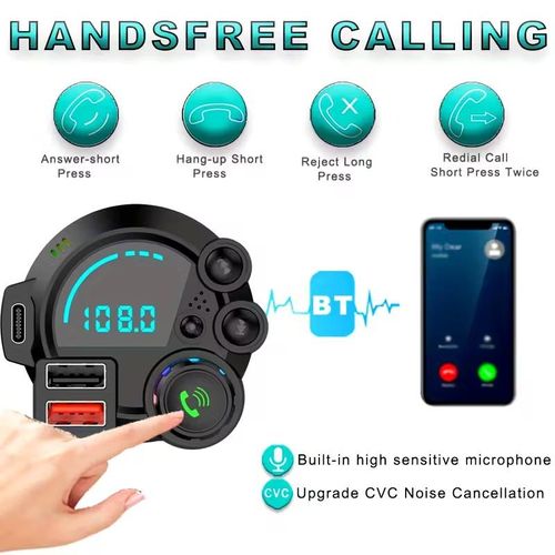 High-definition audio quality car Bluetooth MP3 player, wireless FM transmitter, smart dual USB car charger, LED display