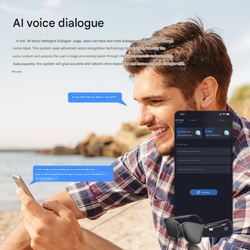 Modern HY-C8 AI Smart Translation Glasses - Wireless Bluetooth Headset with 75 Languages Real-Time Translation, Ideal for Meetings & Simultaneous Interpretation