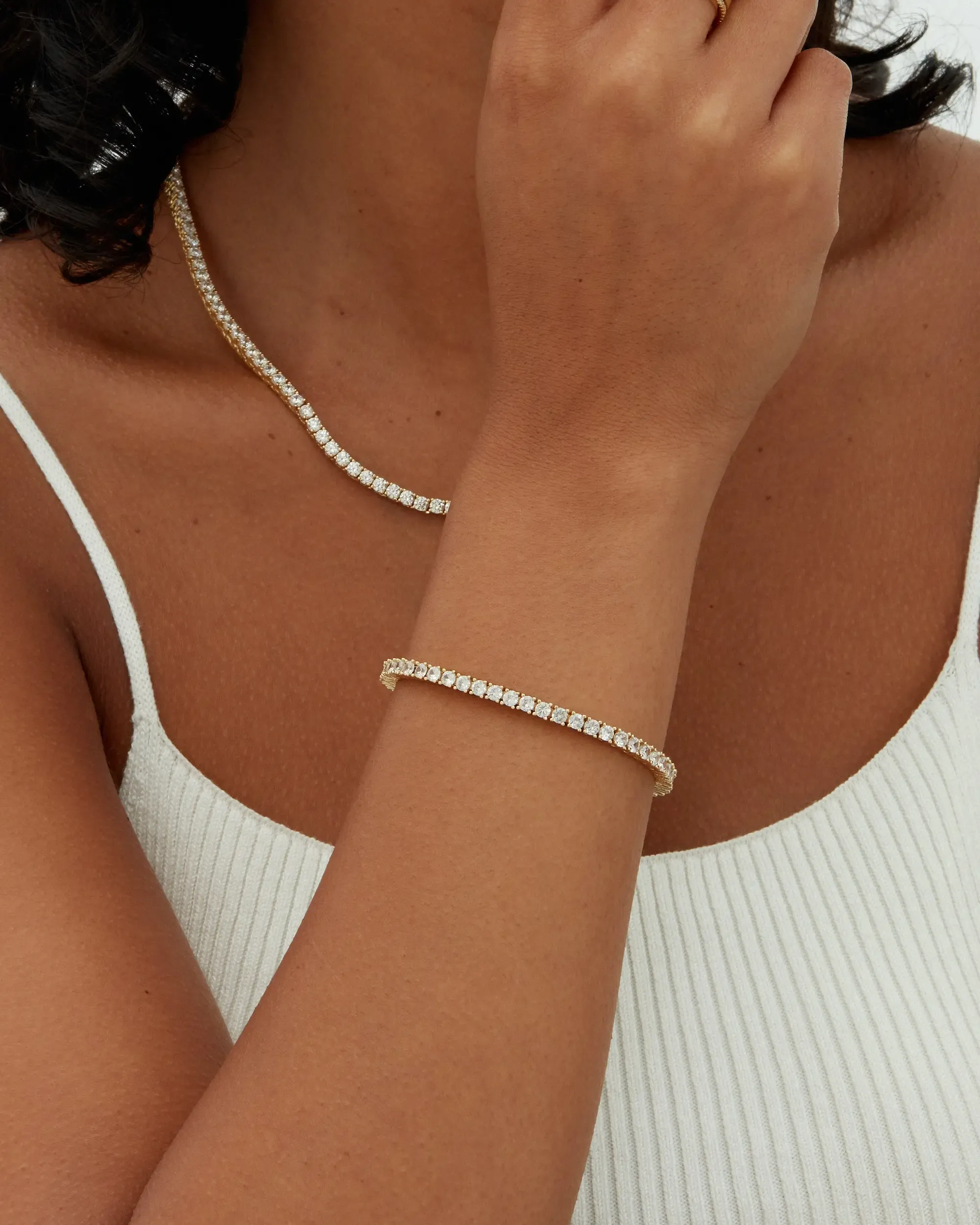 4K Gold-Plated 3mm Cubic Zirconia Classic Tennis Bracelet — Hypoallergenic Gold Bracelet for Women — Size: 7 Inches — Simulated Diamond Tennis Bracelet