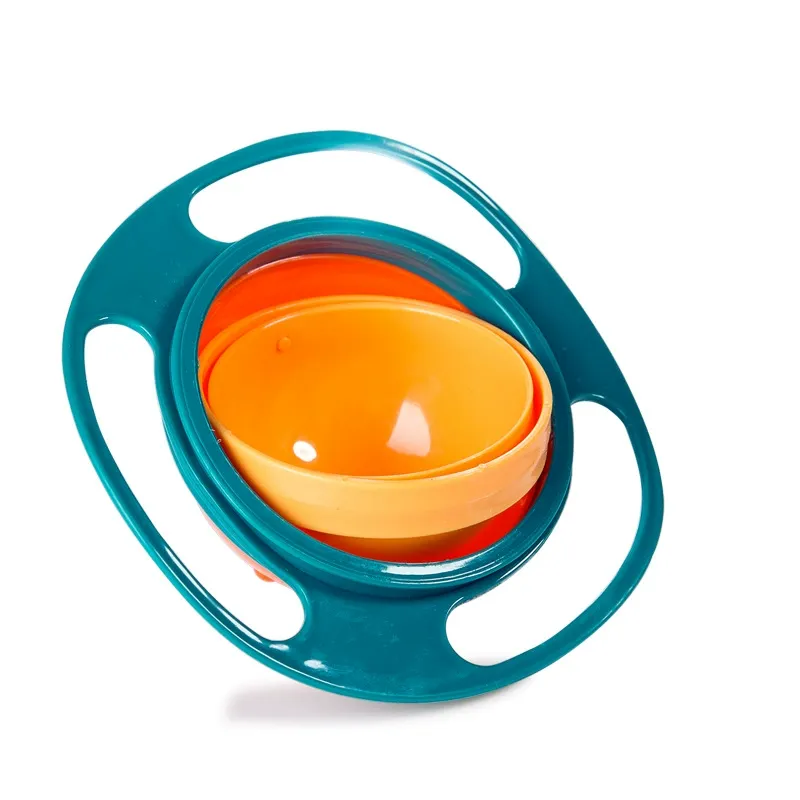 Upgraded Universal Gyro Bowl 360° Rotating Balance Bowl for Kids Gyroscope Flying Saucer Baby Feeding Bowl Anti-Spill Self Feeding Tableware