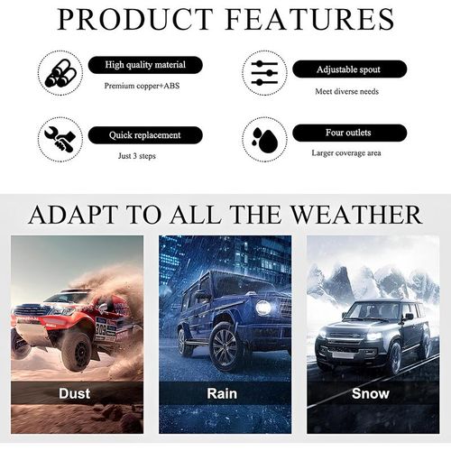 2 PCS Front Windshield Washer Nozzles, 4 Holes Car Windshield Washer Wiper Arm Sprayer, Auto Left Right Windshield Washer Squirter Nozzle Replacement, Universal Vehicle Accessories