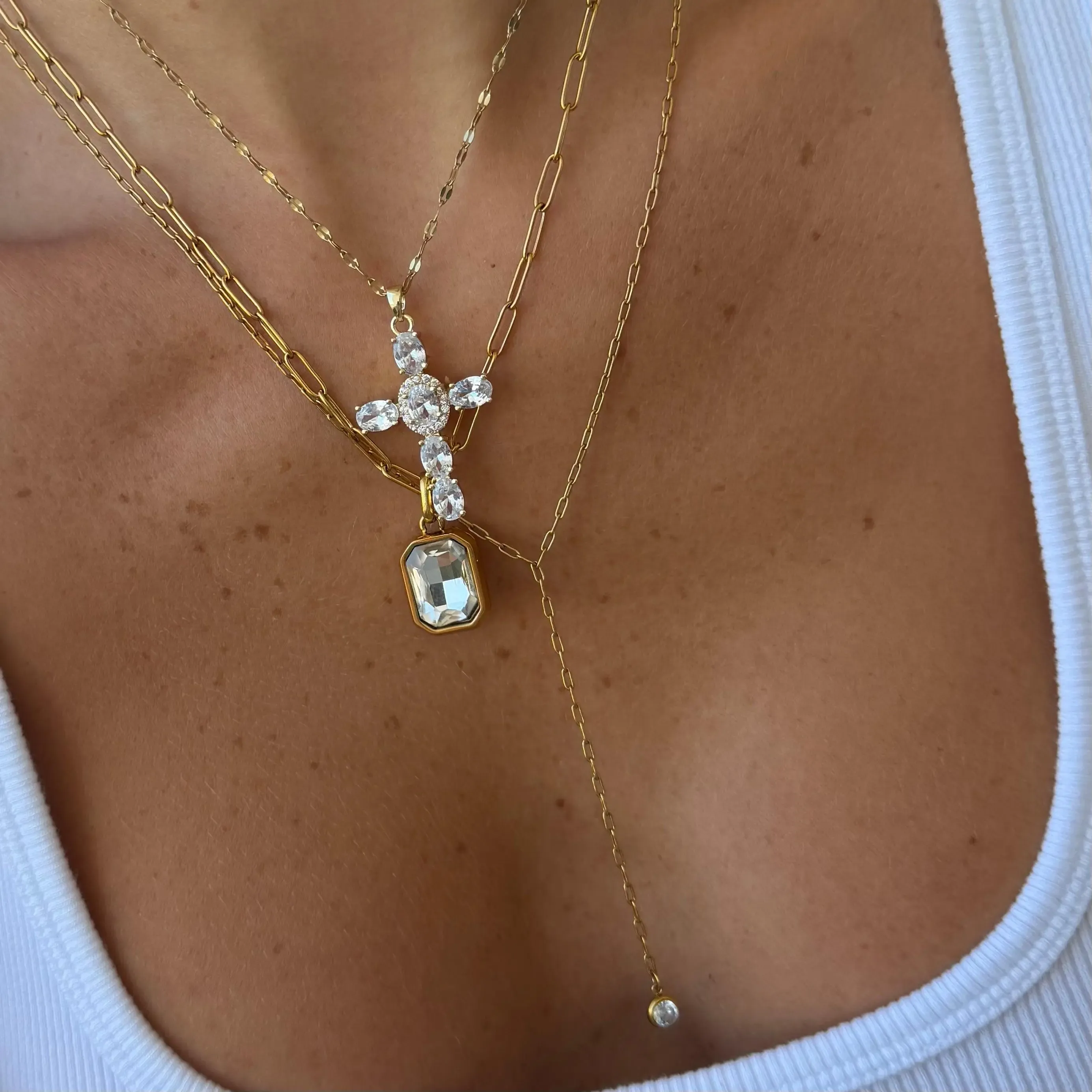 Women's Heavenly Glow Cross Necklace, Fashion Costume Jewelry, Mothers Day Gift Ideas, Accessories for Women