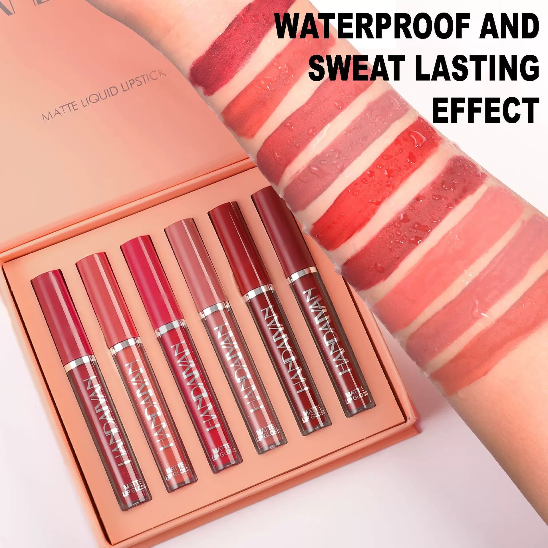 handaiyan Matte Lipstick & Lip Gloss Set - 6-Piece Waterproof, Non-Stick Cup Lip Makeup Kit, Long-Lasting Lipstick & Liquid Lipstick, Versatile Lip Color Set for Daily Wear & Makeup Looks