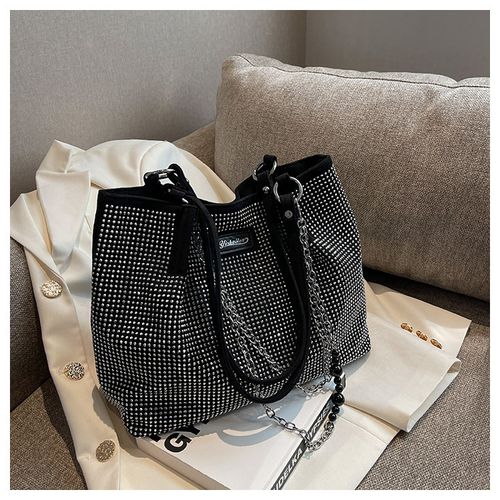 Elegant Shoulder Bag for Work & Back To School, Fashionable Chain Strap Design Large Capacity Shoulder Bag for Party, Dating, Casual Trendy Commuting Bag, Ladies Purse Tote Bag for Women, Studded Bag, Crossbody Chain Bag