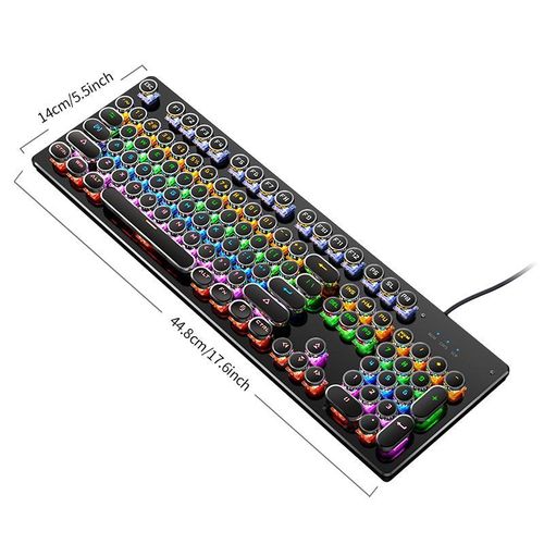 Wired Mechanical Keyboard, Punk Style Round Keyboard with Colorful Light, Ergonomic Keyboard for Gaming, Gaming Accessories, Computer Keyboard Caps, Keyboard Round Caps, Backlit Keyboard