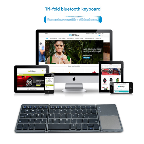 2025 Upgraded 3 Fold Portable Ultra Thin Wireless Bluetooth Keyboard with Touchpad Universal for Phone Tablet Mobile Office Use