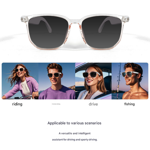 New Gs-03 Smart Bluetooth-compatible Glasses Touch Control Music Call Multi-Lens Options, Ideal for Office Outdoor Use, Plastic Frame, Lithium Ion Battery
