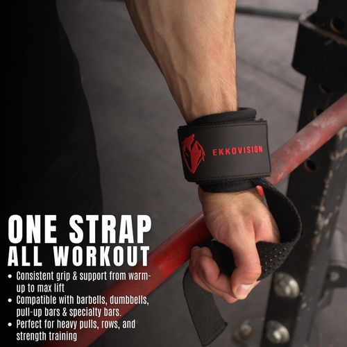 Lifting Straps with Cushioned Wrist Cuff 14.5 Cotton Strap Anti-Slip Silicone Beads 5mm Steel D-Ring for Free-Weight & Cable Training