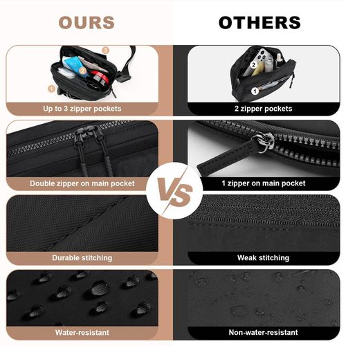 Unisex Fanny Packs for Women Men - Waterproof Belt Bag with 4 Zipper Pockets, Adjustable Long Strap Waist Crossbody Bag for Workout Running Yoga Shopping Hiking, Brown