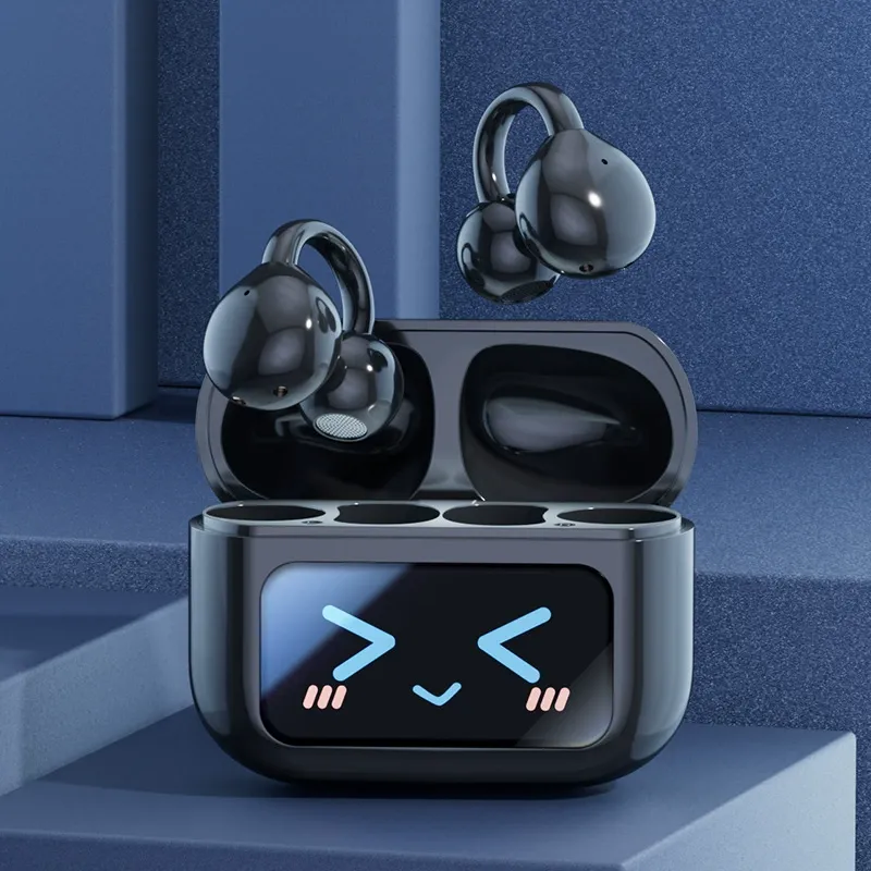 2025 New M100 Bone Conduction Noise Cancelling Headphones | Wireless Sports Clip-On with Display | 20 Hours of Long Battery Life without Butterfly Accessories