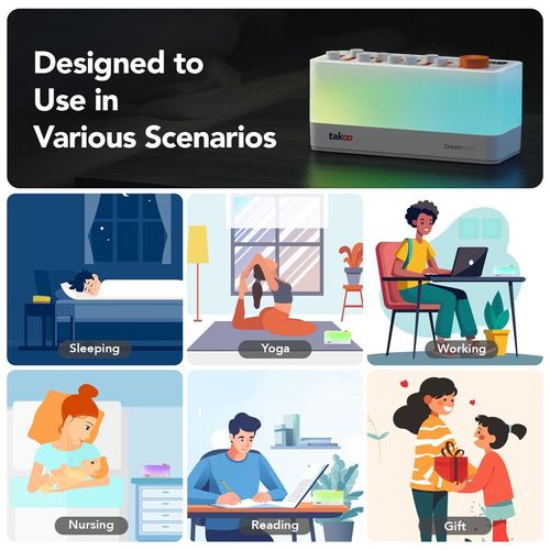 3-in-1 Sound Machine Bluetooth Speaker Night Light - DIY Mixable 7 Nature Sounds & White Noise, 11 Ambient Lights, 180-min Timer for Sleep Aid Relaxation Kids Meditation, Portable Ideal Gift, Smartphone Compatible